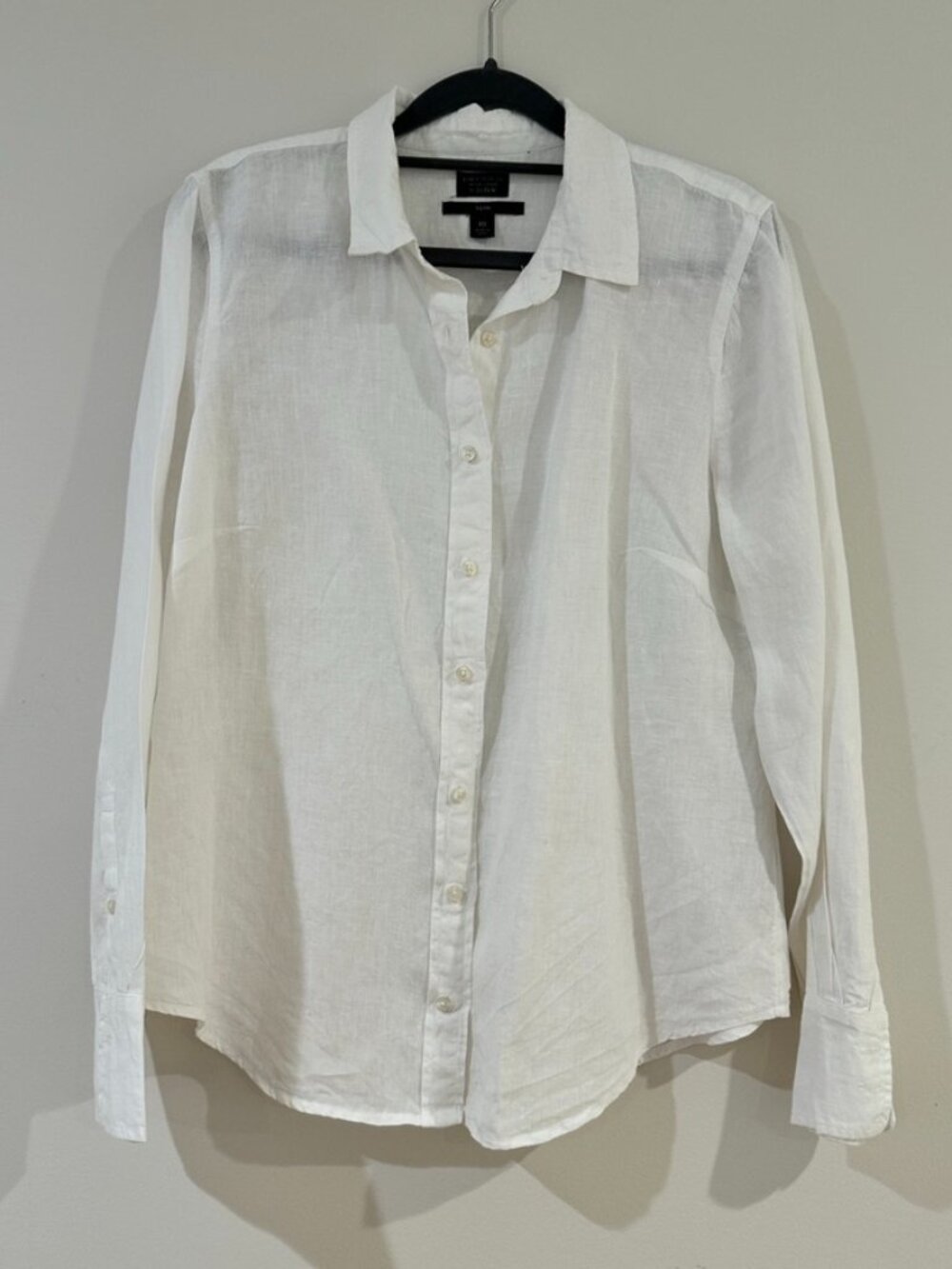 J Crew Irish Linen Slim fit white shirt size 10